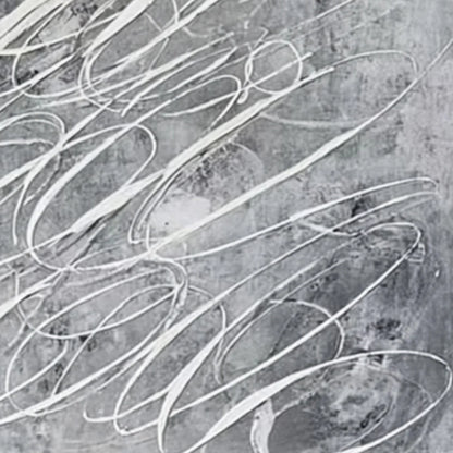 URBAN CALLIGRAPHY: Textured Monochrome Abstract Calligraphy Painting | rectangular format, hand-painted canvas edge