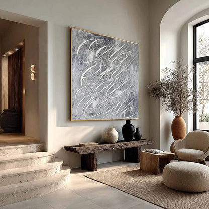 URBAN CALLIGRAPHY: Textured Monochrome Abstract Calligraphy Painting | multi-color palette, original oil on stretched canvas art