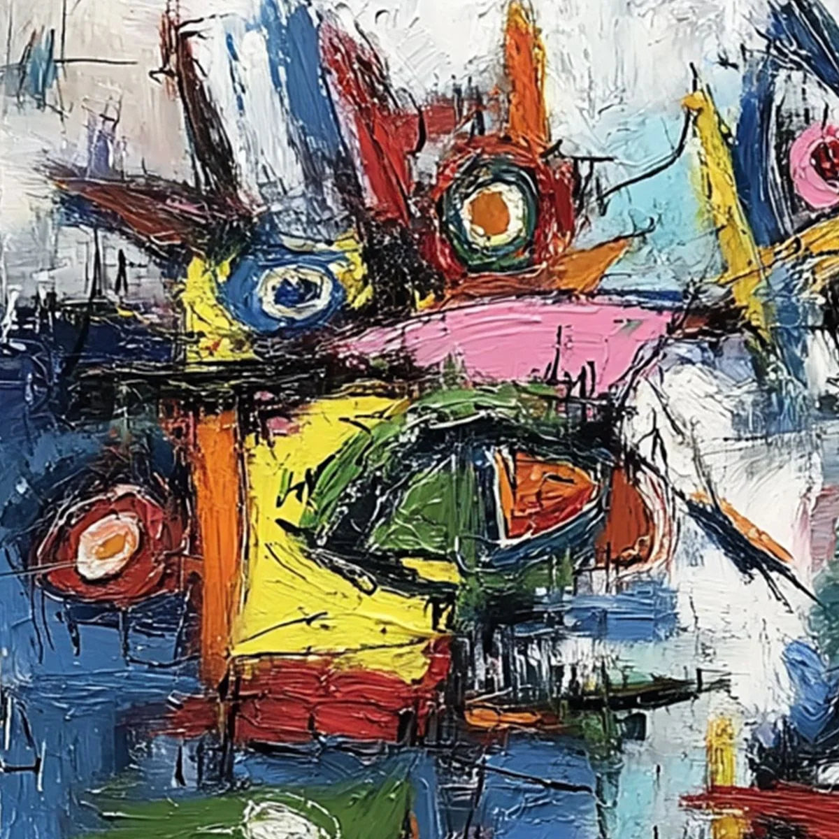 URBAN CARNIVAL: Bold Colorful Textured Abstract Wall Art for Modern Spaces | rectangular format, hand-painted canvas edge