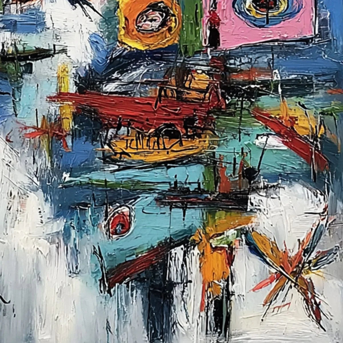 URBAN CARNIVAL: Bold Colorful Textured Abstract Wall Art for Modern Spaces | rolled canvas, ready for custom framing