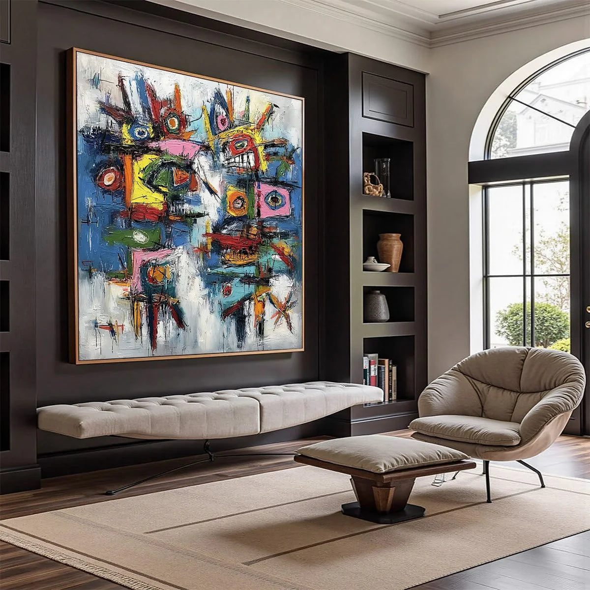URBAN CARNIVAL: Bold Colorful Textured Abstract Wall Art for Modern Spaces | Abstract mood, soft natural light studio shot
