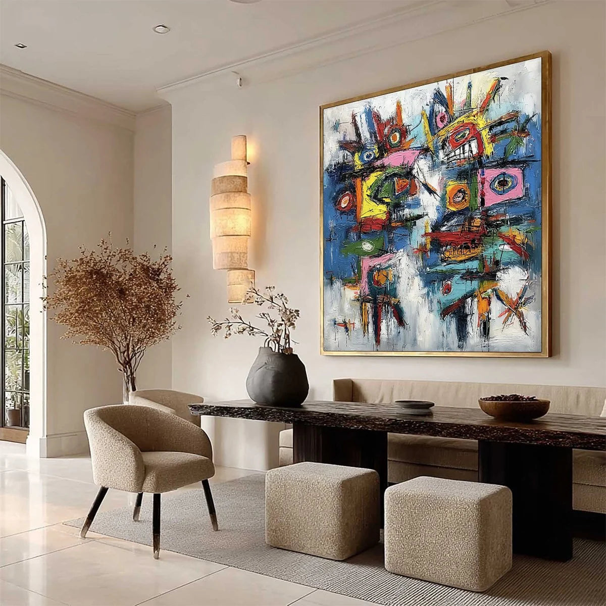 URBAN CARNIVAL: Bold Colorful Textured Abstract Wall Art for Modern Spaces | multi-color palette, original oil on stretched canvas art