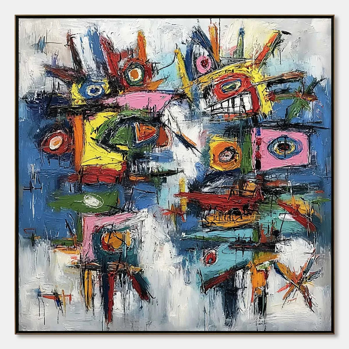 URBAN CARNIVAL: Bold Colorful Textured Abstract Wall Art for Modern Spaces | hanging in living room, Abstract wall art