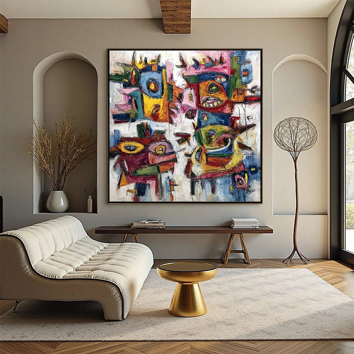 URBAN CARNIVAL: Large Colorful Abstract Impasto Painting for Modern Decor | Abstract closeup, raised brushwork detail