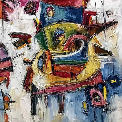 URBAN CARNIVAL: Large Colorful Abstract Impasto Painting for Modern Decor | rolled canvas, ready for custom framing