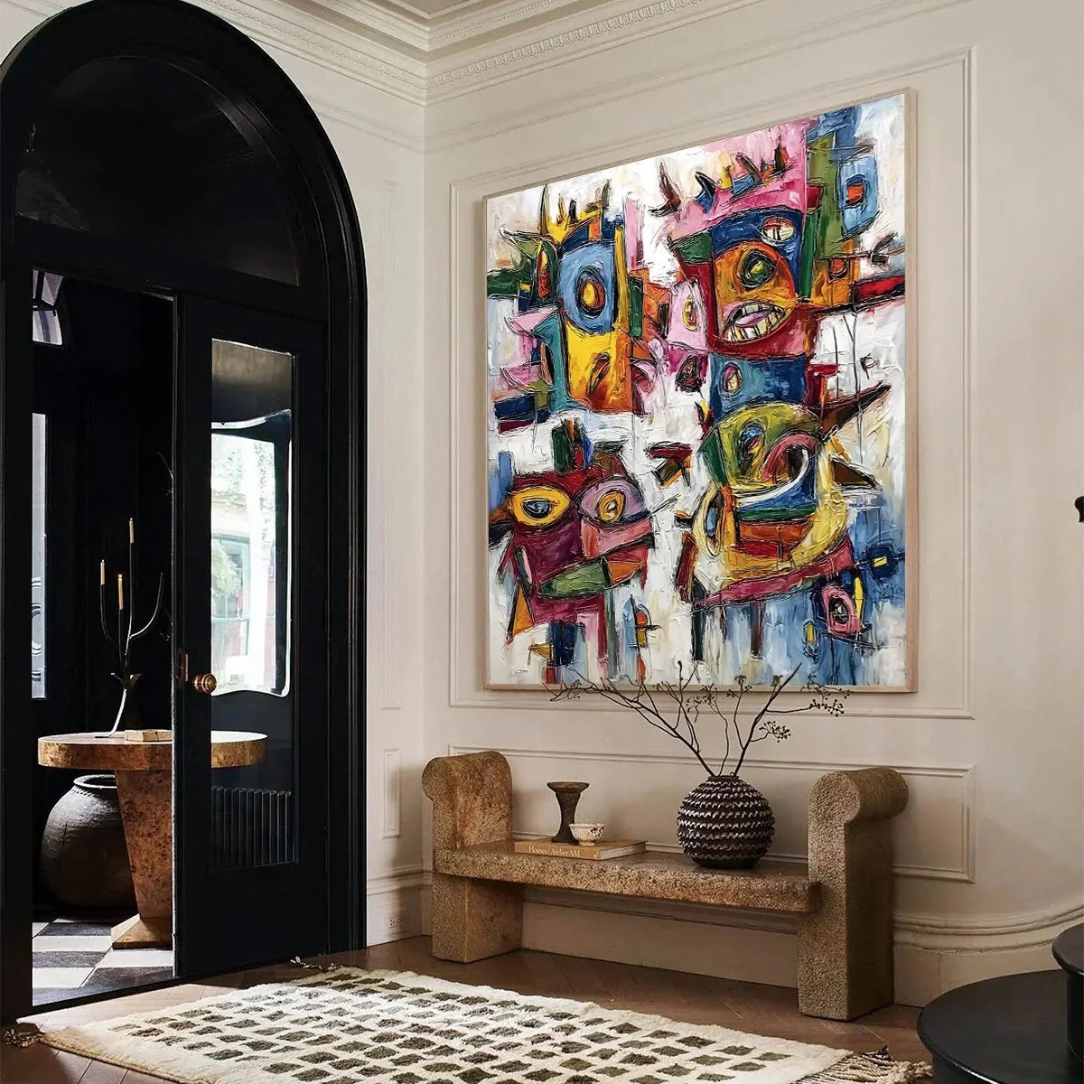 URBAN CARNIVAL: Large Colorful Abstract Impasto Painting for Modern Decor | multi-color palette, original oil on stretched canvas art