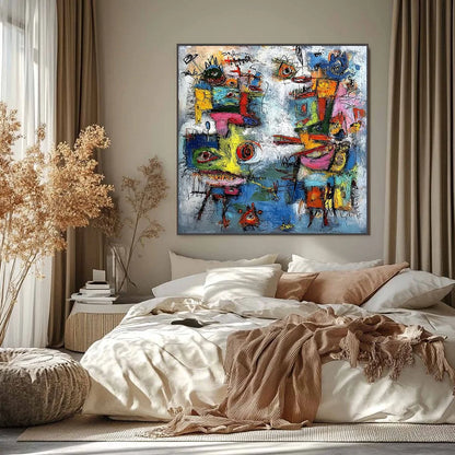 CONFRONTATION: Vibrant Abstract Figurative Expressionist Painting | Figurative closeup, raised brushwork detail