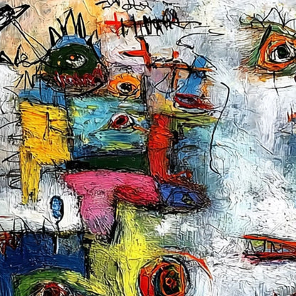 CONFRONTATION: Vibrant Abstract Figurative Expressionist Painting | rolled canvas, ready for custom framing