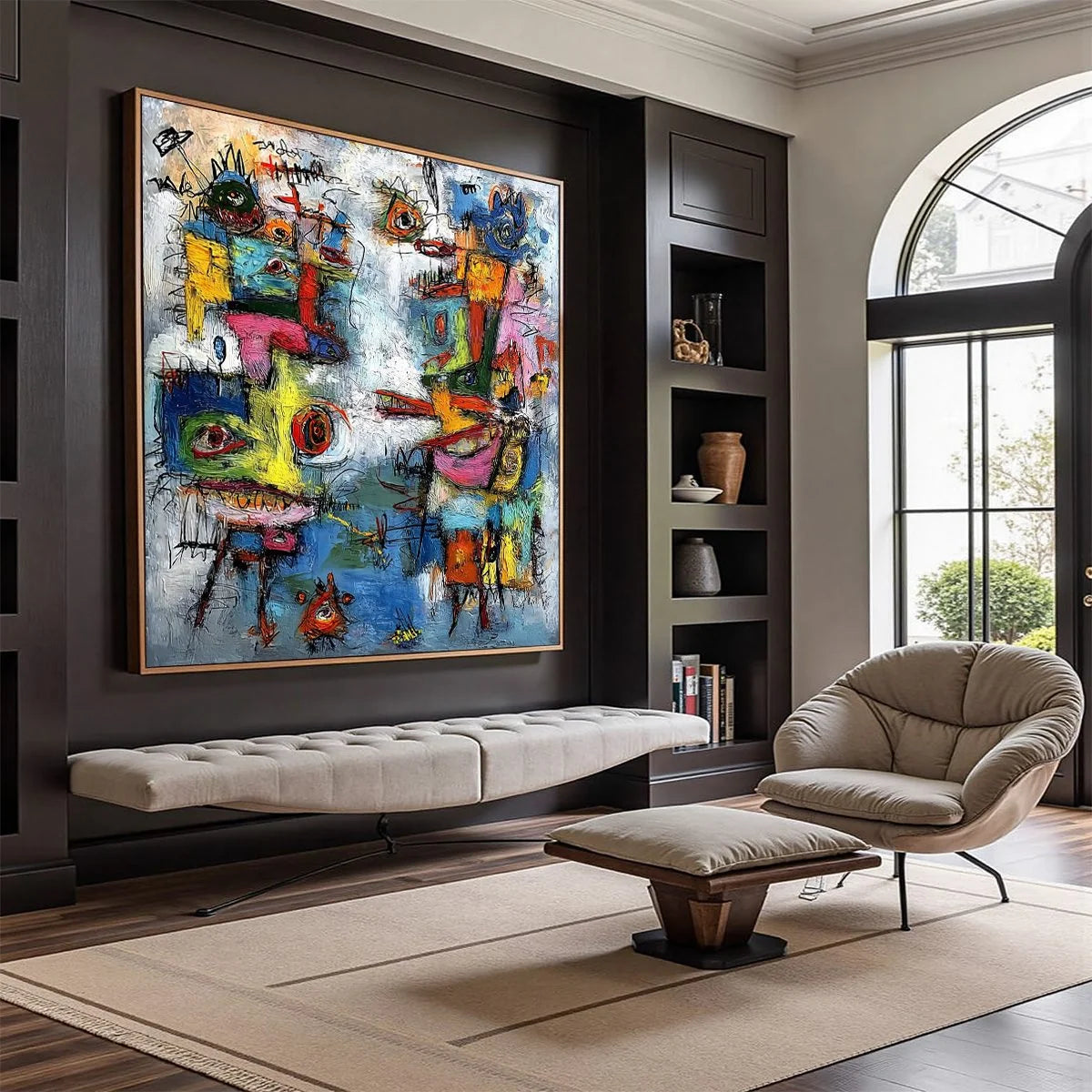 CONFRONTATION: Vibrant Abstract Figurative Expressionist Painting | Figurative mood, soft natural light studio shot