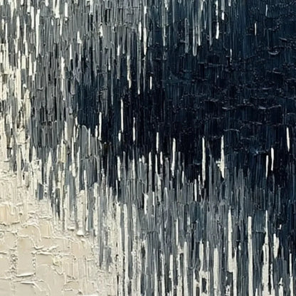 URBAN CASCADE: Large Square Textured Monochrome Abstract Painting | rectangular format, hand-painted canvas edge