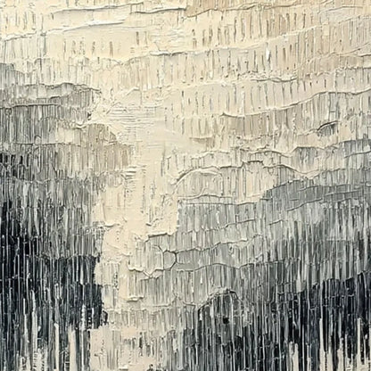 URBAN CASCADE: Large Square Textured Monochrome Abstract Painting | rolled canvas, ready for custom framing