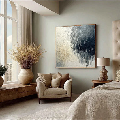 URBAN CASCADE: Large Square Textured Monochrome Abstract Painting | multi-color palette, original oil on stretched canvas art