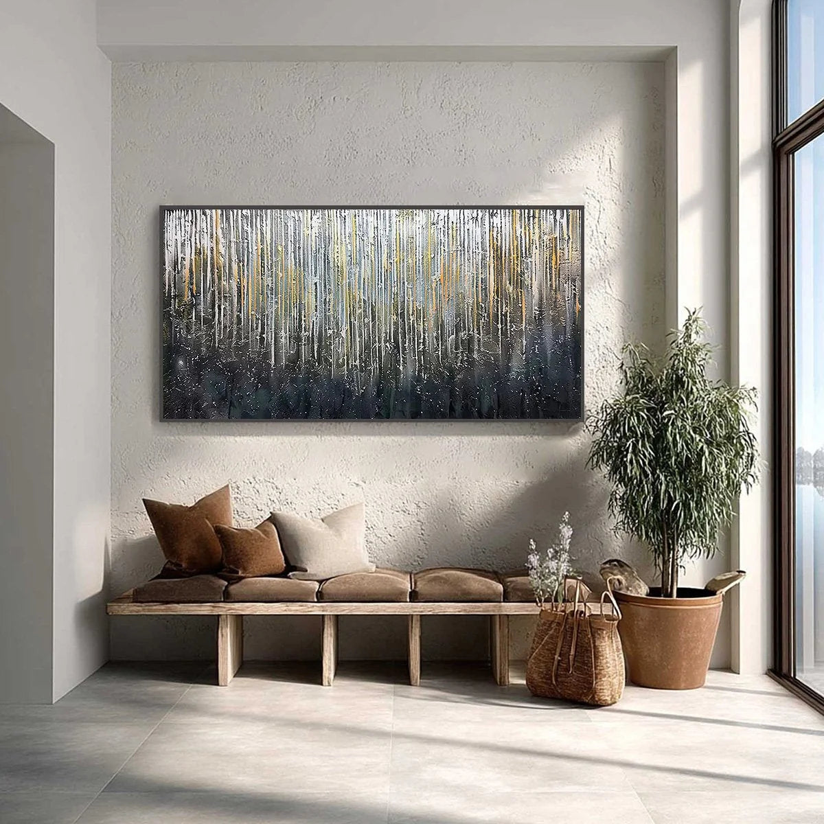 URBAN CASCADE: Large Textured Abstract Palette Knife Painting | Abstract closeup, raised brushwork detail