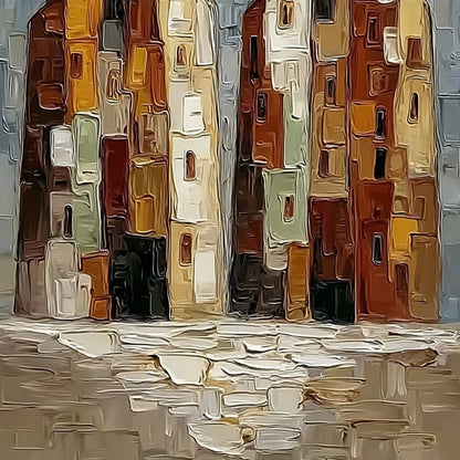 URBAN COMPANIONS: Textured Abstract Figurative Impasto Painting | rolled canvas, ready for custom framing