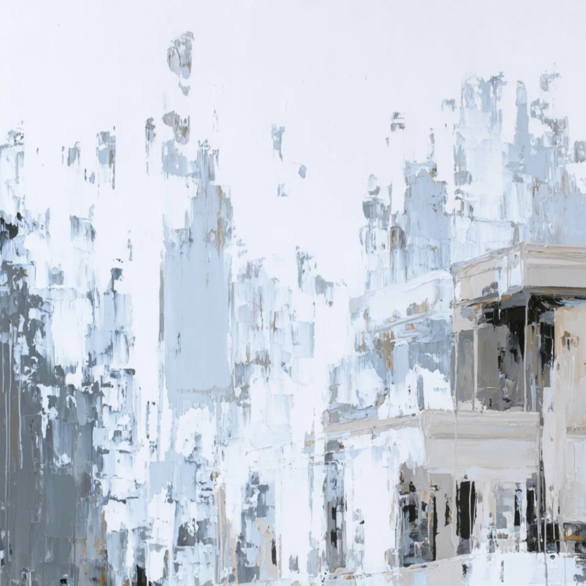 URBAN ECHO: Abstract Minimalist Cityscape Painting | rolled canvas, ready for custom framing