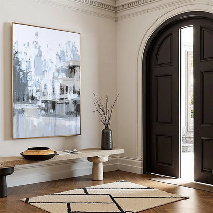 URBAN ECHO: Abstract Minimalist Cityscape Painting | multi-color palette, original oil on stretched canvas art