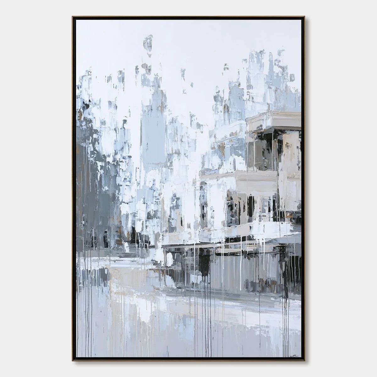URBAN ECHO: Abstract Minimalist Cityscape Painting | hanging in living room, Minimalist wall art