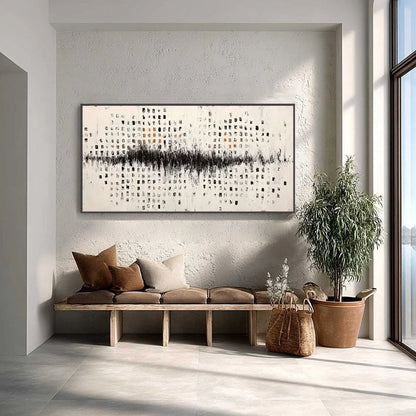 URBAN ECHO: Large Black and White Textured Abstract Painting | Abstract closeup, raised brushwork detail