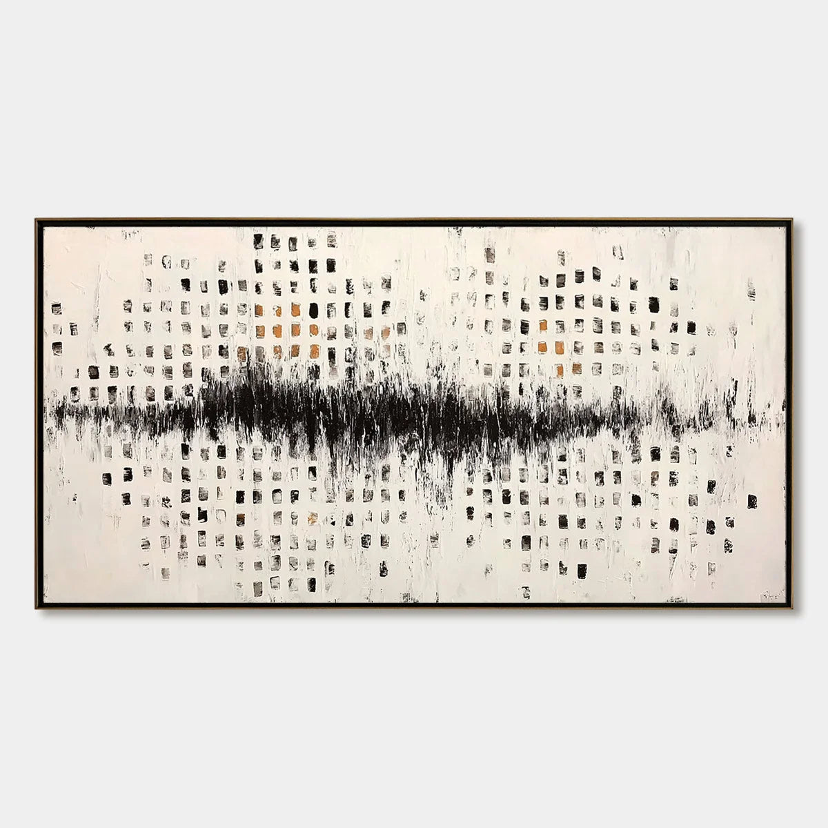 URBAN ECHO: Large Black and White Textured Abstract Painting | hanging in living room, Abstract wall art
