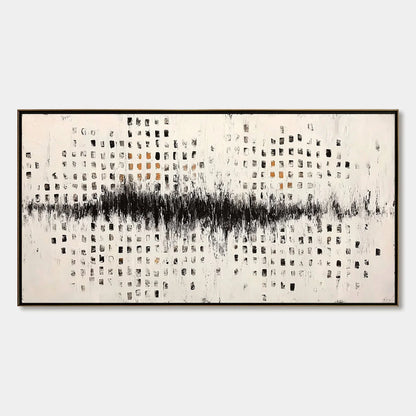 URBAN ECHO: Large Black and White Textured Abstract Painting | hanging in living room, Abstract wall art