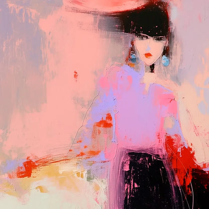 URBAN ENIGMA: Modern Abstract Figurative Portrait Painting | rectangular format, hand-painted canvas edge