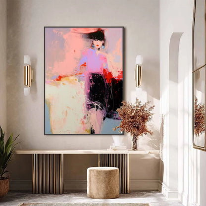 URBAN ENIGMA: Modern Abstract Figurative Portrait Painting | black frame version on white wall