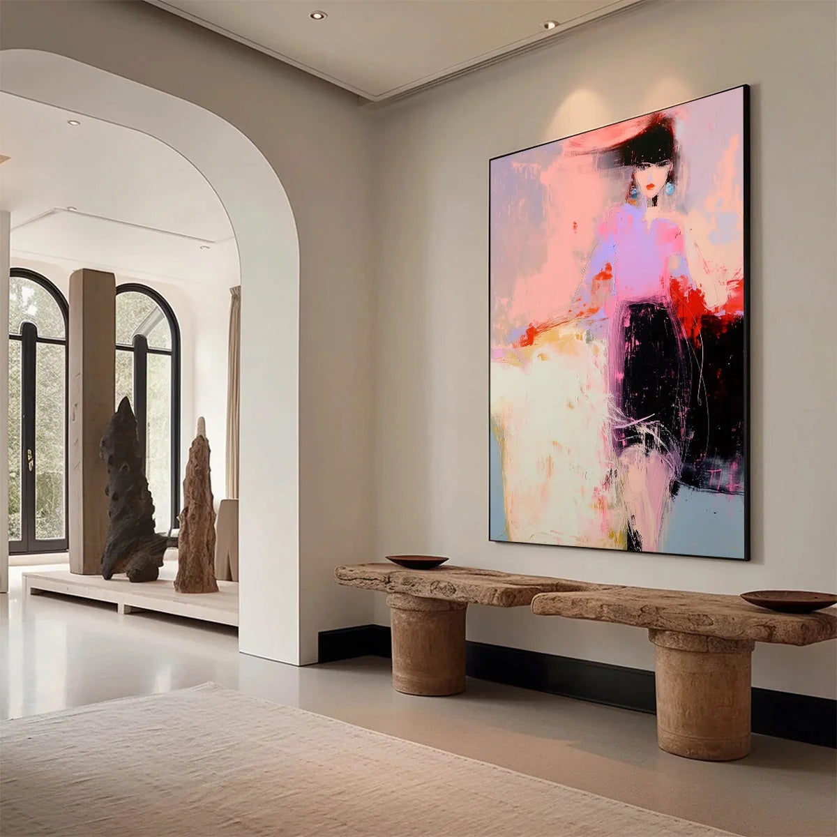 URBAN ENIGMA: Modern Abstract Figurative Portrait Painting | Figurative mood, soft natural light studio shot