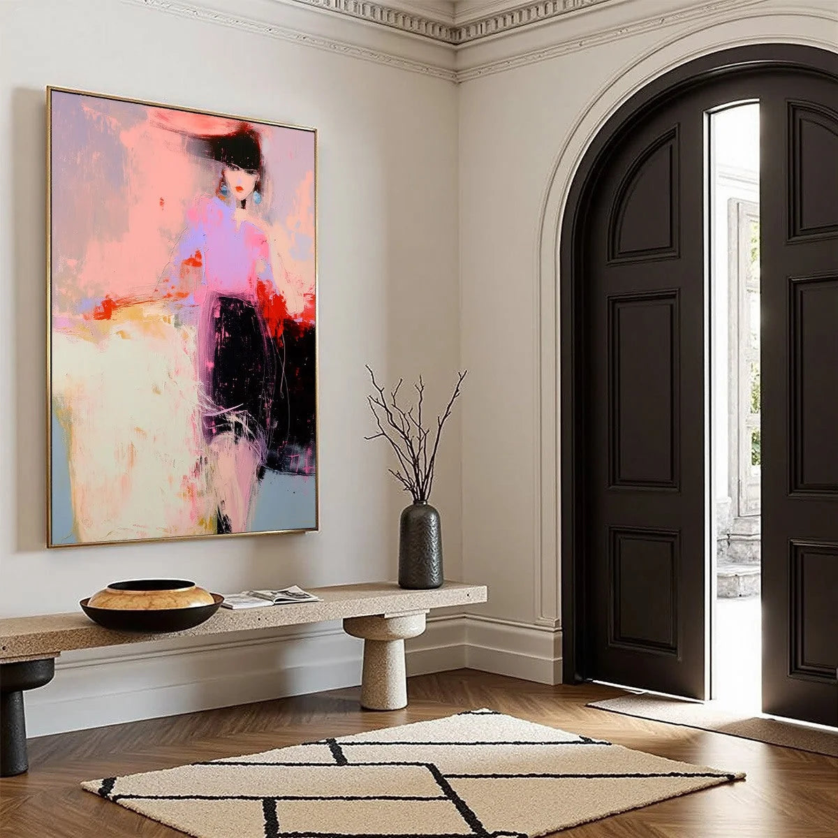 URBAN ENIGMA: Modern Abstract Figurative Portrait Painting | multi-color palette, original oil on stretched canvas art