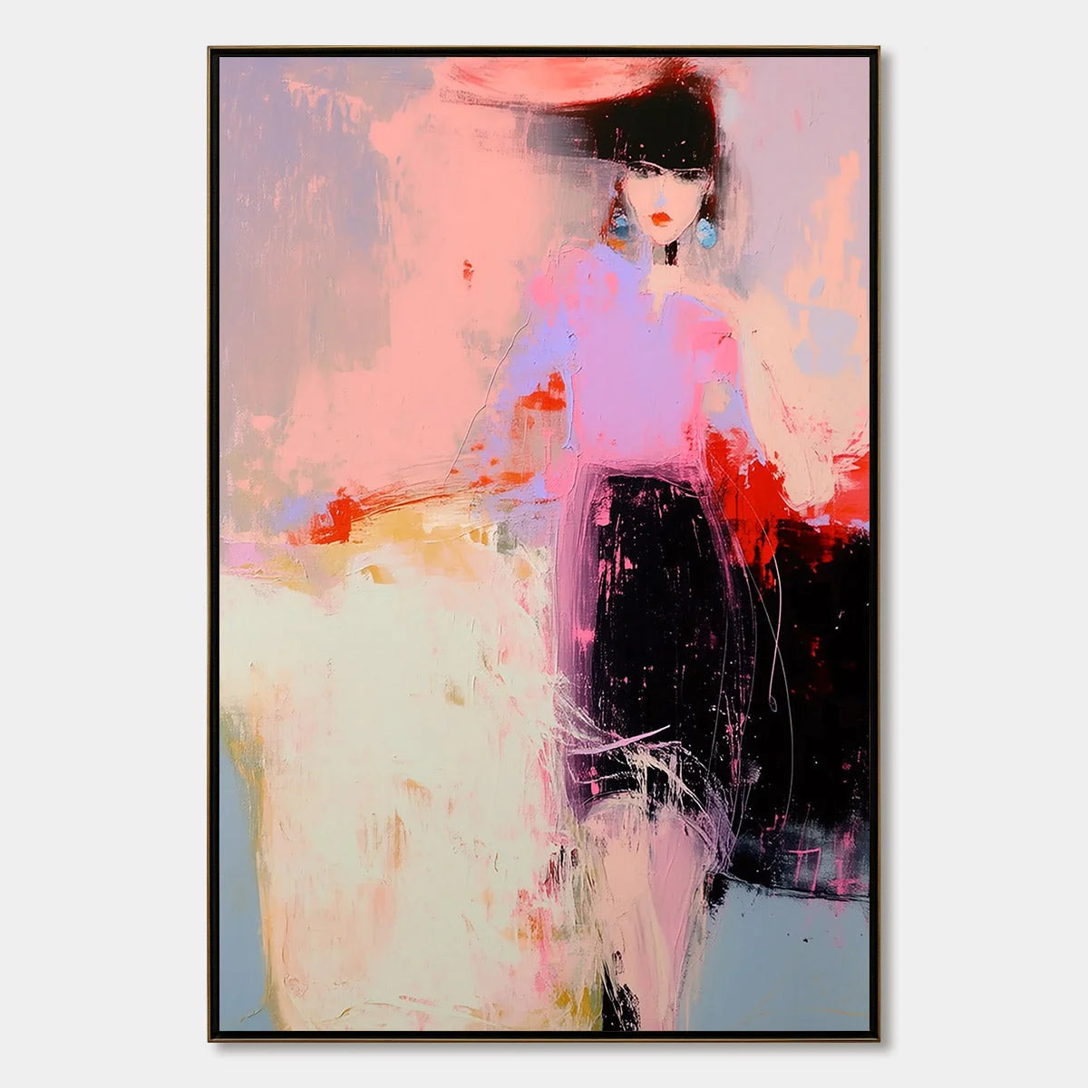 URBAN ENIGMA: Modern Abstract Figurative Portrait Painting | hanging in living room, Figurative wall art