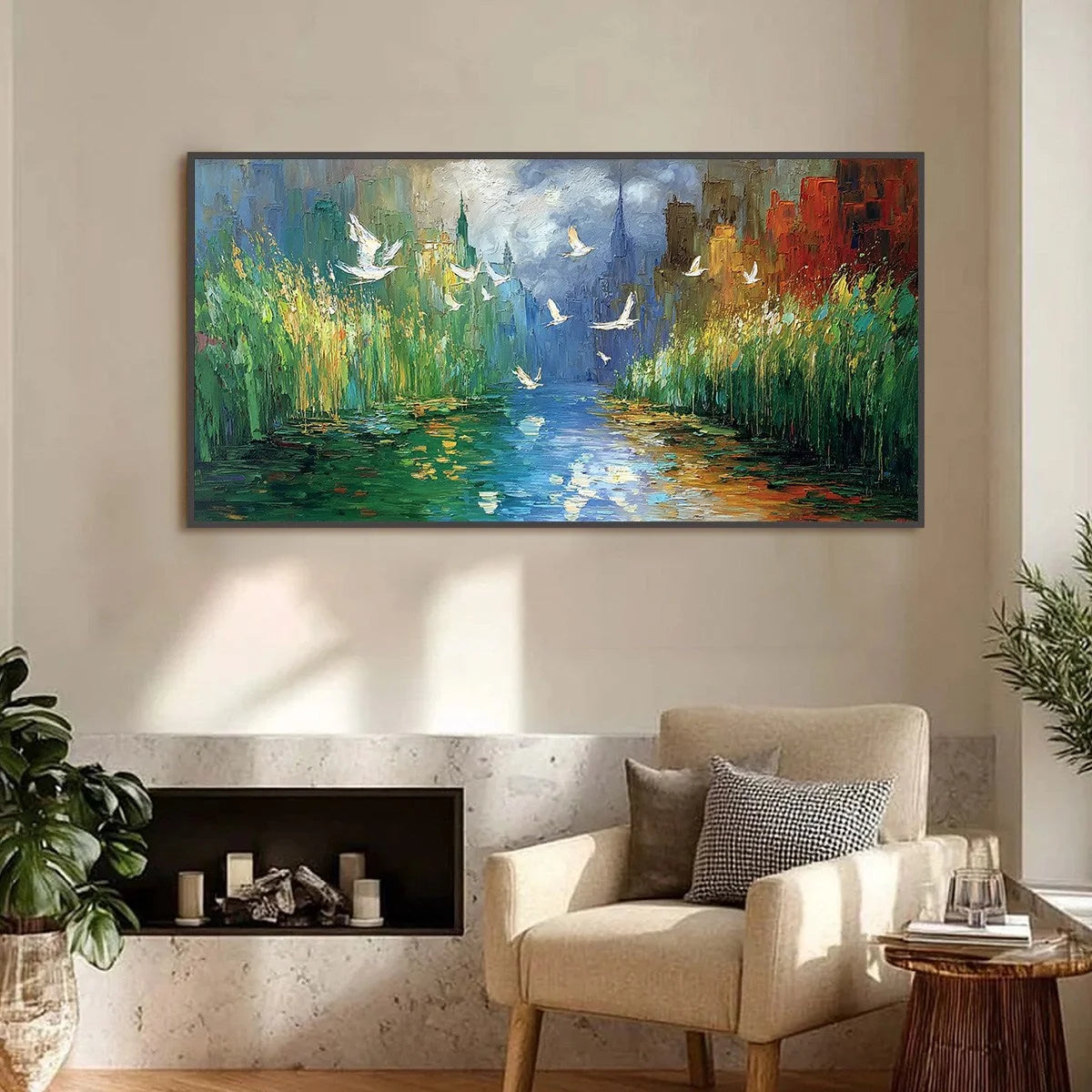 URBAN EXODUS: Colorful Abstract Cityscape Painting with Palette Knife Texture | Abstract closeup, raised brushwork detail