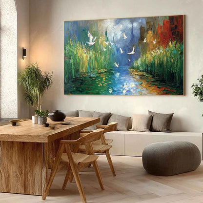URBAN EXODUS: Colorful Abstract Cityscape Painting with Palette Knife Texture | Abstract mood, soft natural light studio shot