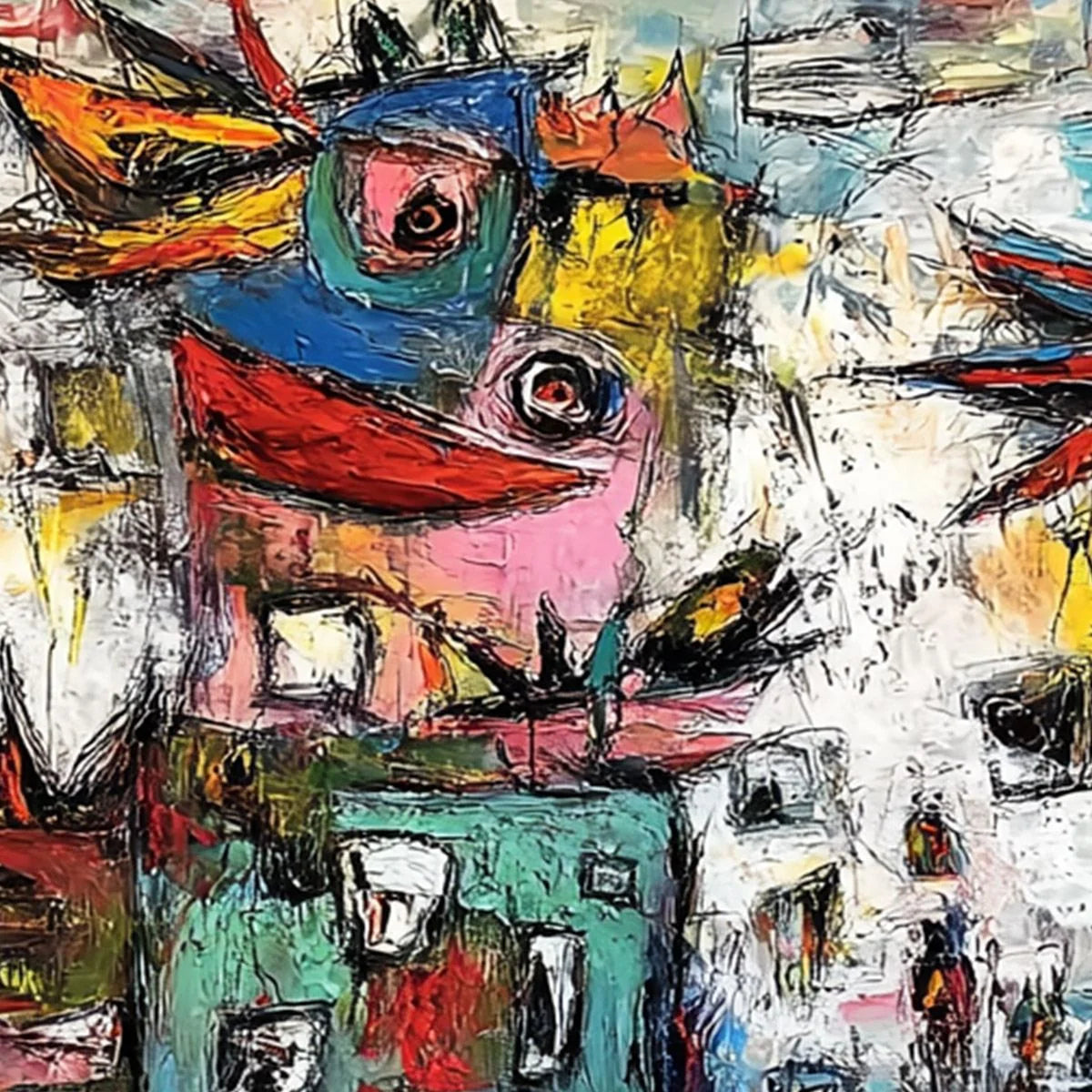 URBAN FANTASIA: Vibrant and Textured Abstract Cityscape Painting | rolled canvas, ready for custom framing