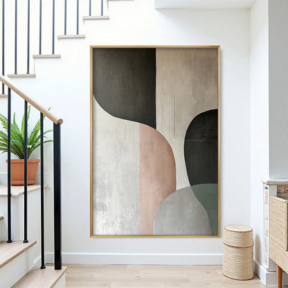 URBAN FORMS: Textured Minimalist Abstract Oil Painting | Minimalist closeup, raised brushwork detail