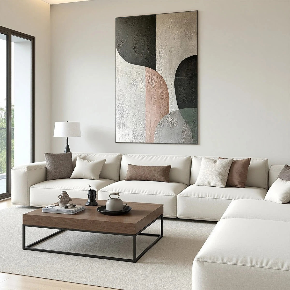 URBAN FORMS: Textured Minimalist Abstract Oil Painting | rolled canvas, ready for custom framing
