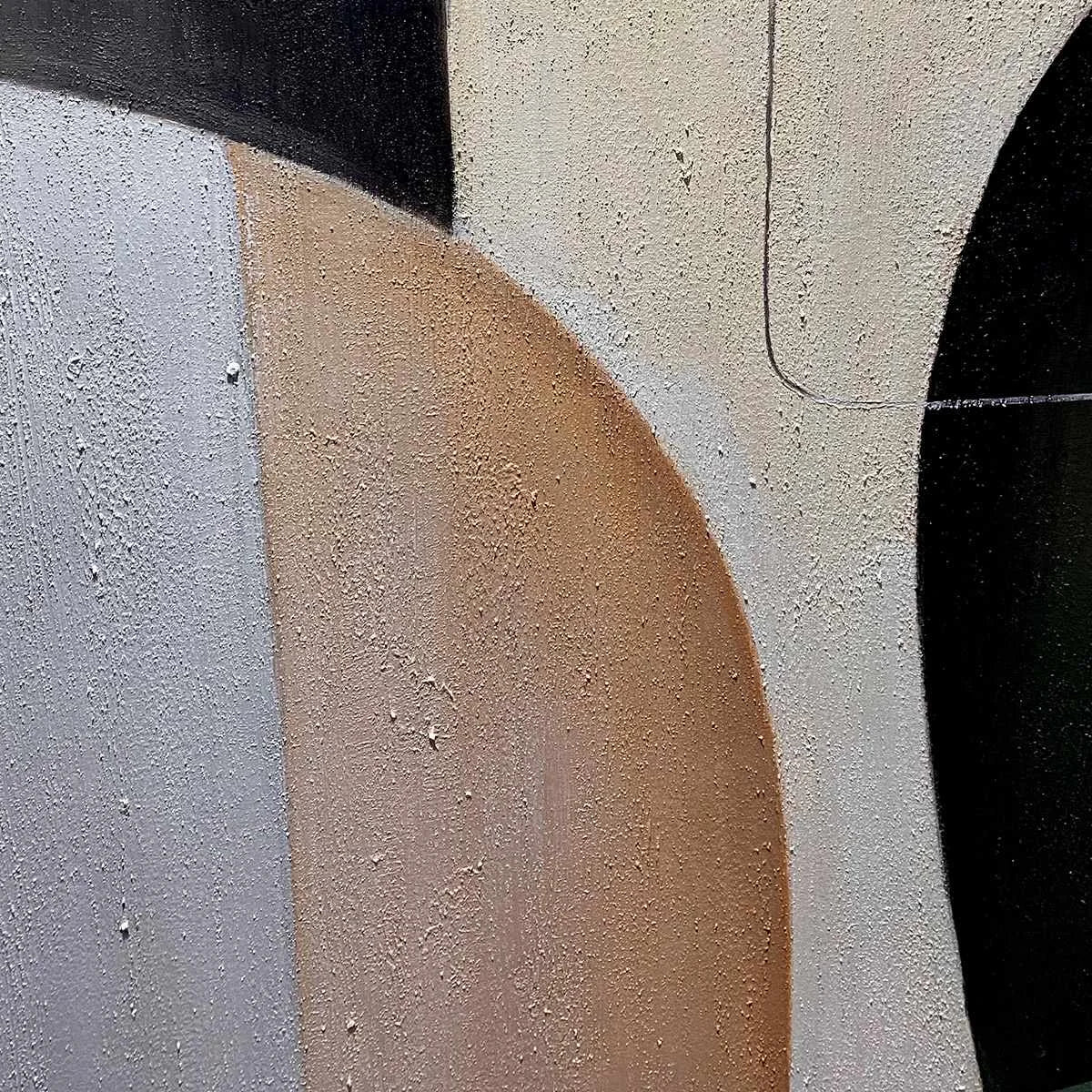 URBAN FORMS: Textured Minimalist Abstract Oil Painting | black frame version on white wall