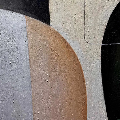 URBAN FORMS: Textured Minimalist Abstract Oil Painting | black frame version on white wall