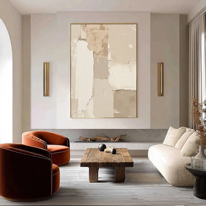 URBAN FOSSIL: Large Vertical Textured Minimalist Abstract Painting | Minimalist closeup, raised brushwork detail