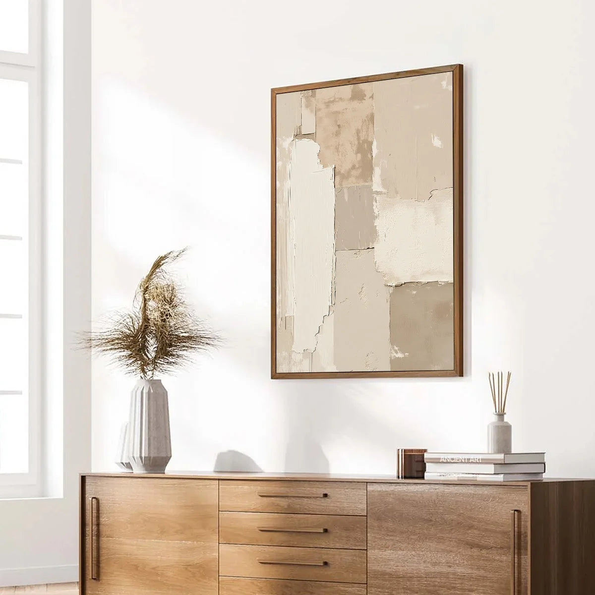 URBAN FOSSIL: Large Vertical Textured Minimalist Abstract Painting | multi-color palette, original oil on stretched canvas art