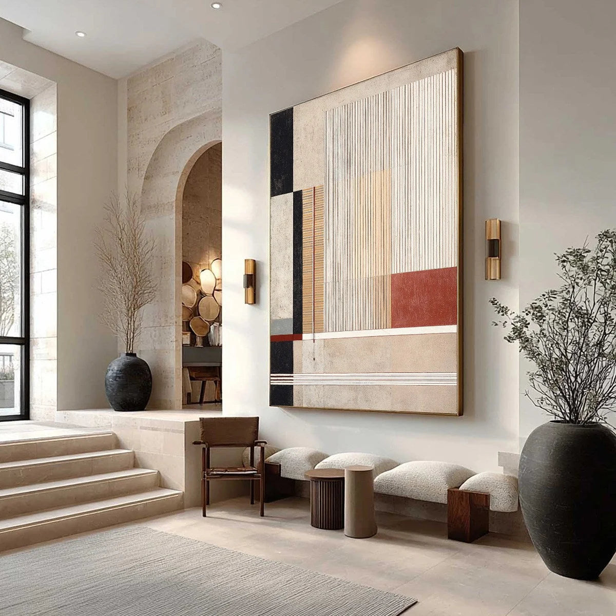URBAN GRID: Modern Geometric Abstract Architectural Painting | multi-color palette, original oil on stretched canvas art