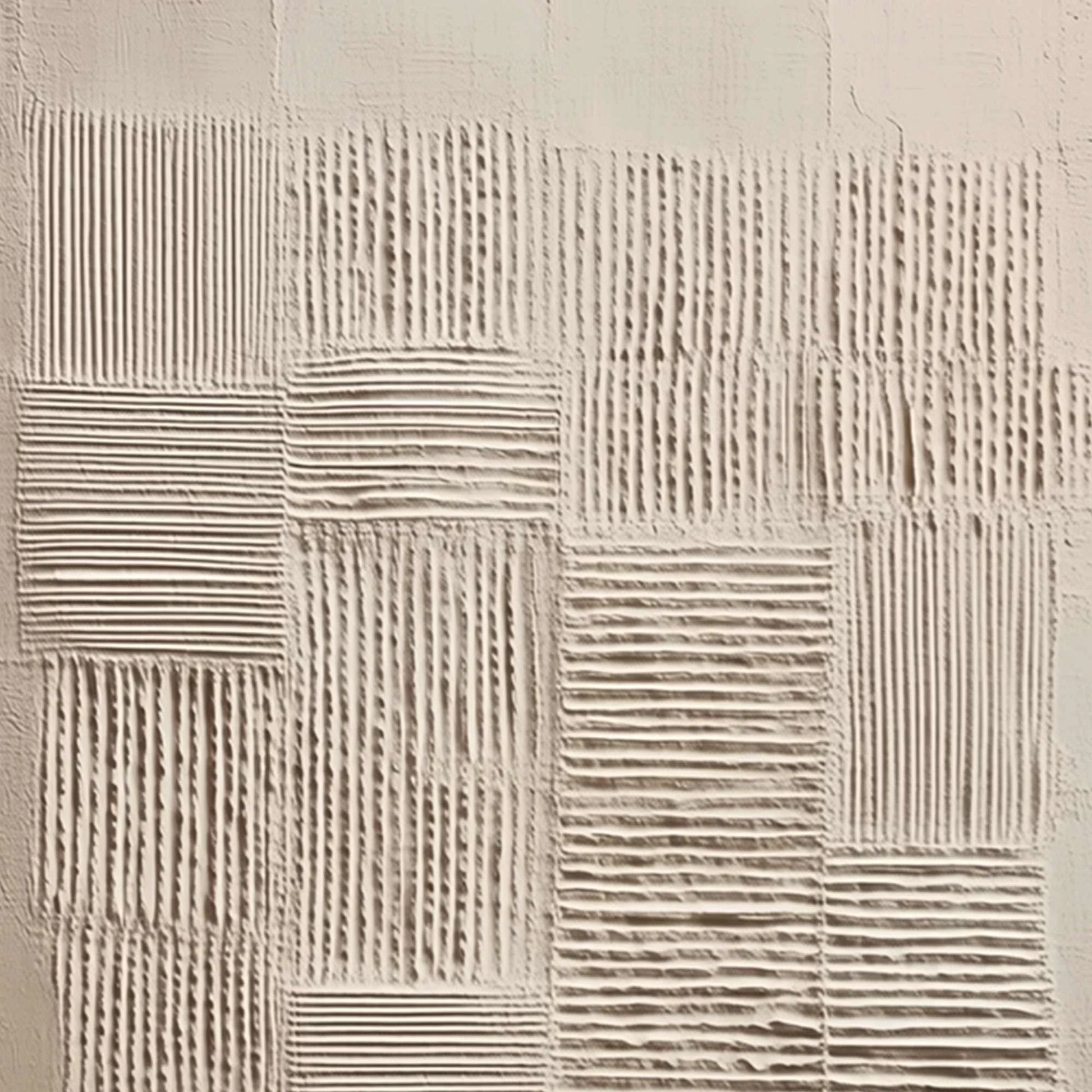 URBAN GRID: Textured Beige Minimalist Abstract Wabi Sabi Wall Art | rectangular format, hand-painted canvas edge