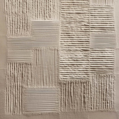 URBAN GRID: Textured Beige Minimalist Abstract Wabi Sabi Wall Art | rolled canvas, ready for custom framing