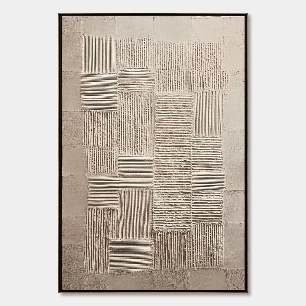 URBAN GRID: Textured Beige Minimalist Abstract Wabi Sabi Wall Art | hanging in living room, Minimalist wall art