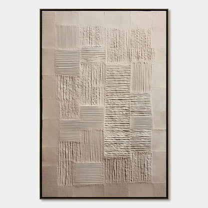 URBAN GRID: Textured Beige Minimalist Abstract Wabi Sabi Wall Art | hanging in living room, Minimalist wall art
