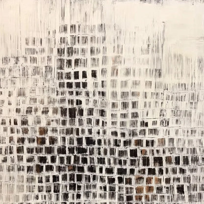 URBAN GRID: Textured Minimalist Abstract Painting for Modern Decor | rectangular format, hand-painted canvas edge