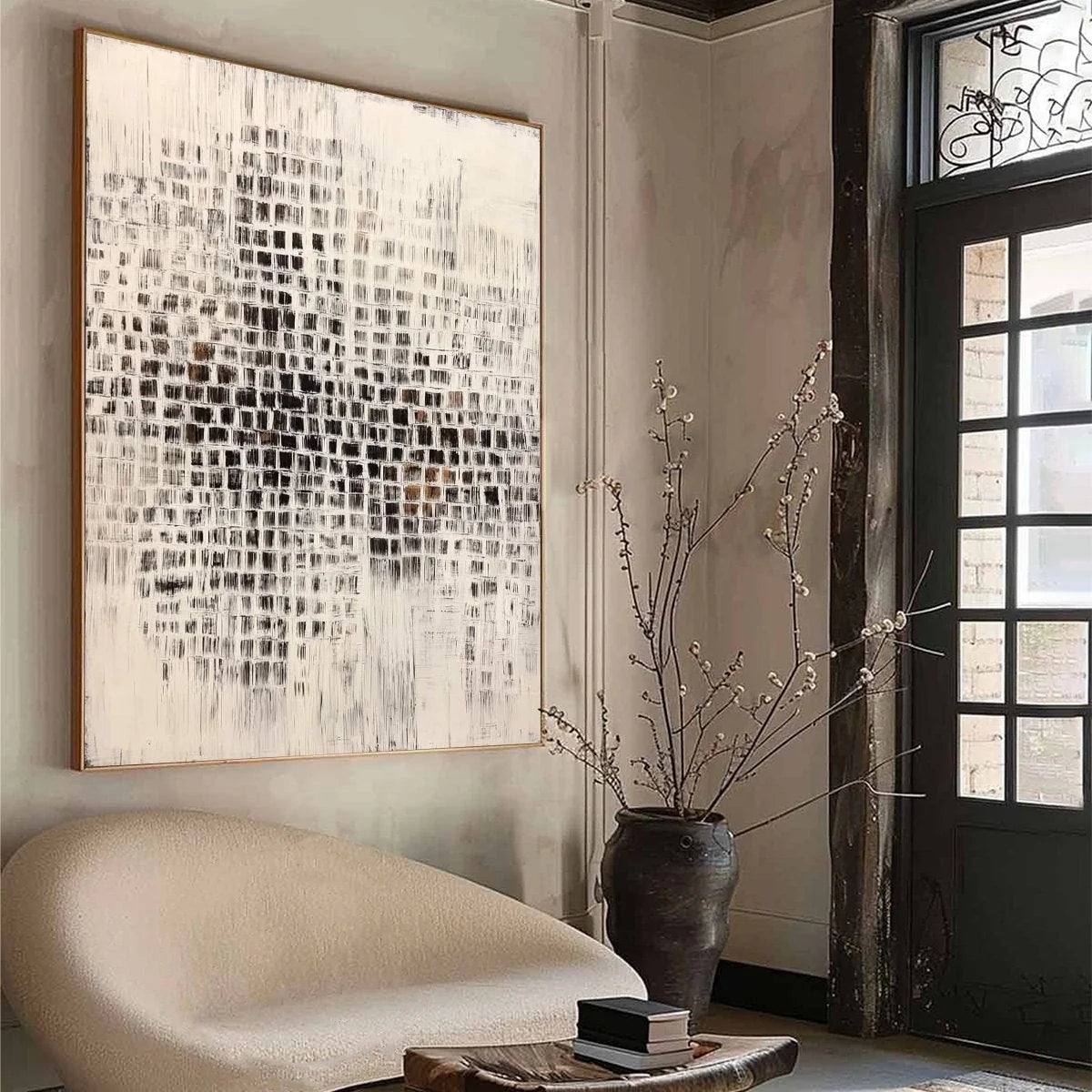 URBAN GRID: Textured Minimalist Abstract Painting for Modern Decor | multi-color palette, original oil on stretched canvas art