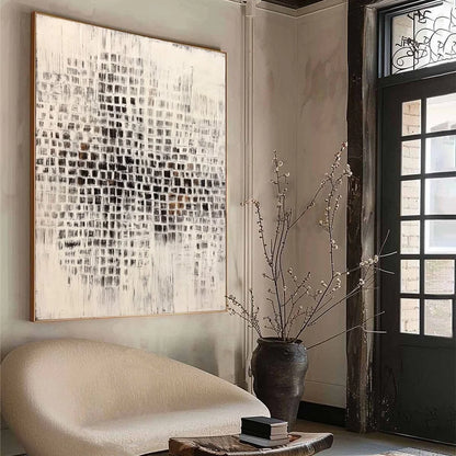 URBAN GRID: Textured Minimalist Abstract Painting for Modern Decor | multi-color palette, original oil on stretched canvas art