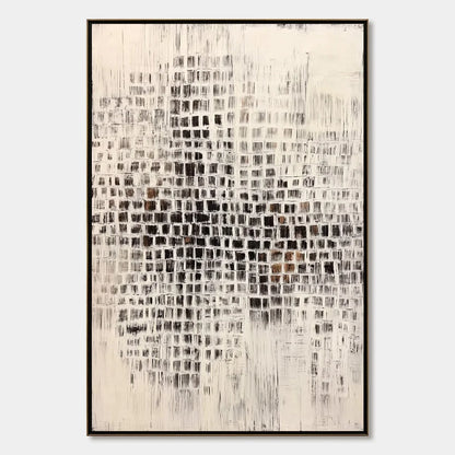 URBAN GRID: Textured Minimalist Abstract Painting for Modern Decor | hanging in living room, Minimalist wall art
