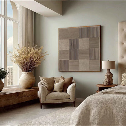 URBAN GRID: Textured Minimalist Abstract Painting in Neutral Tones | multi-color palette, original oil on stretched canvas art