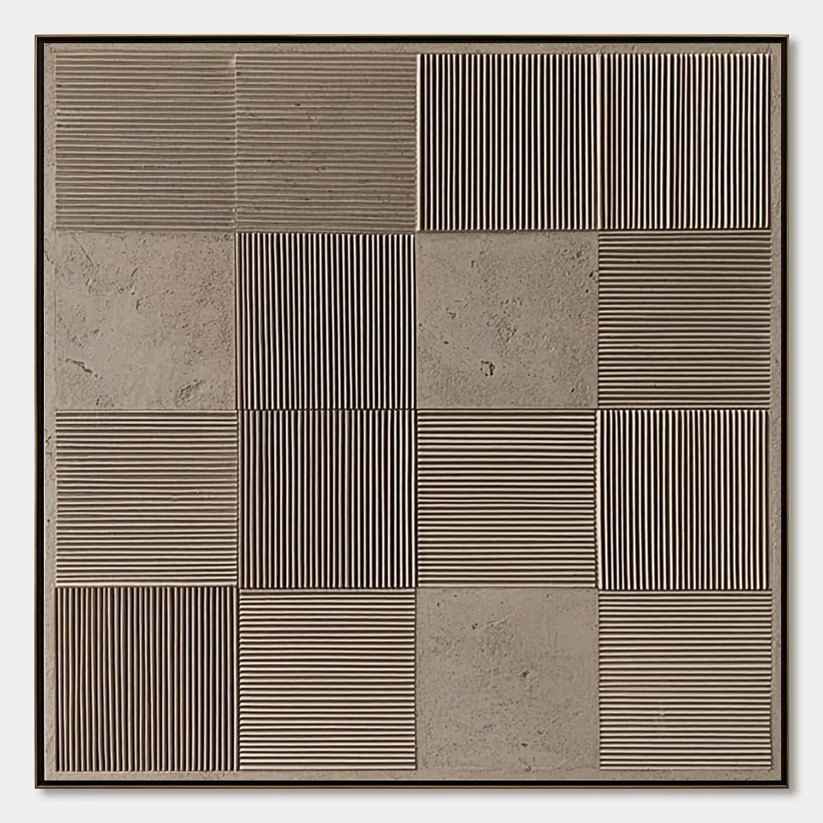 URBAN GRID: Textured Minimalist Abstract Painting in Neutral Tones | hanging in living room, Minimalist wall art