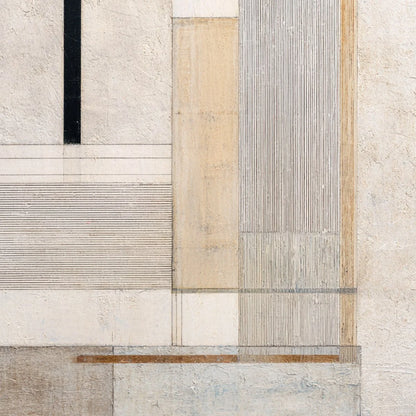 URBAN GRID: Textured Minimalist Architectural Abstract Painting | rectangular format, hand-painted canvas edge